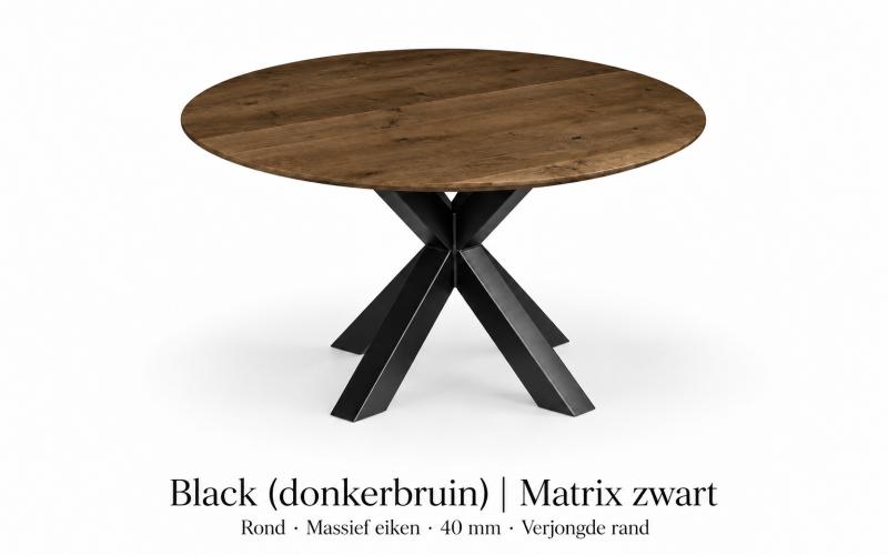 Ronde eiken eettafel 4 cm met verjongde rand &ndash; stel zelf samen